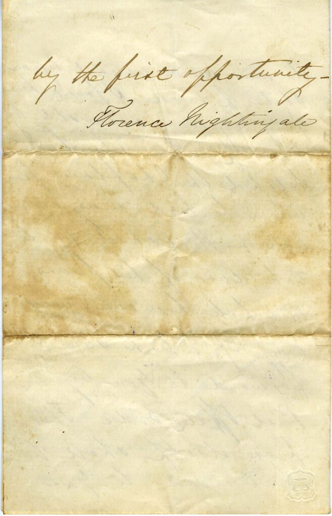 MSS 2011-20, Letter from Florence Nightingale to John Dancey, page 4, 22 September 1855