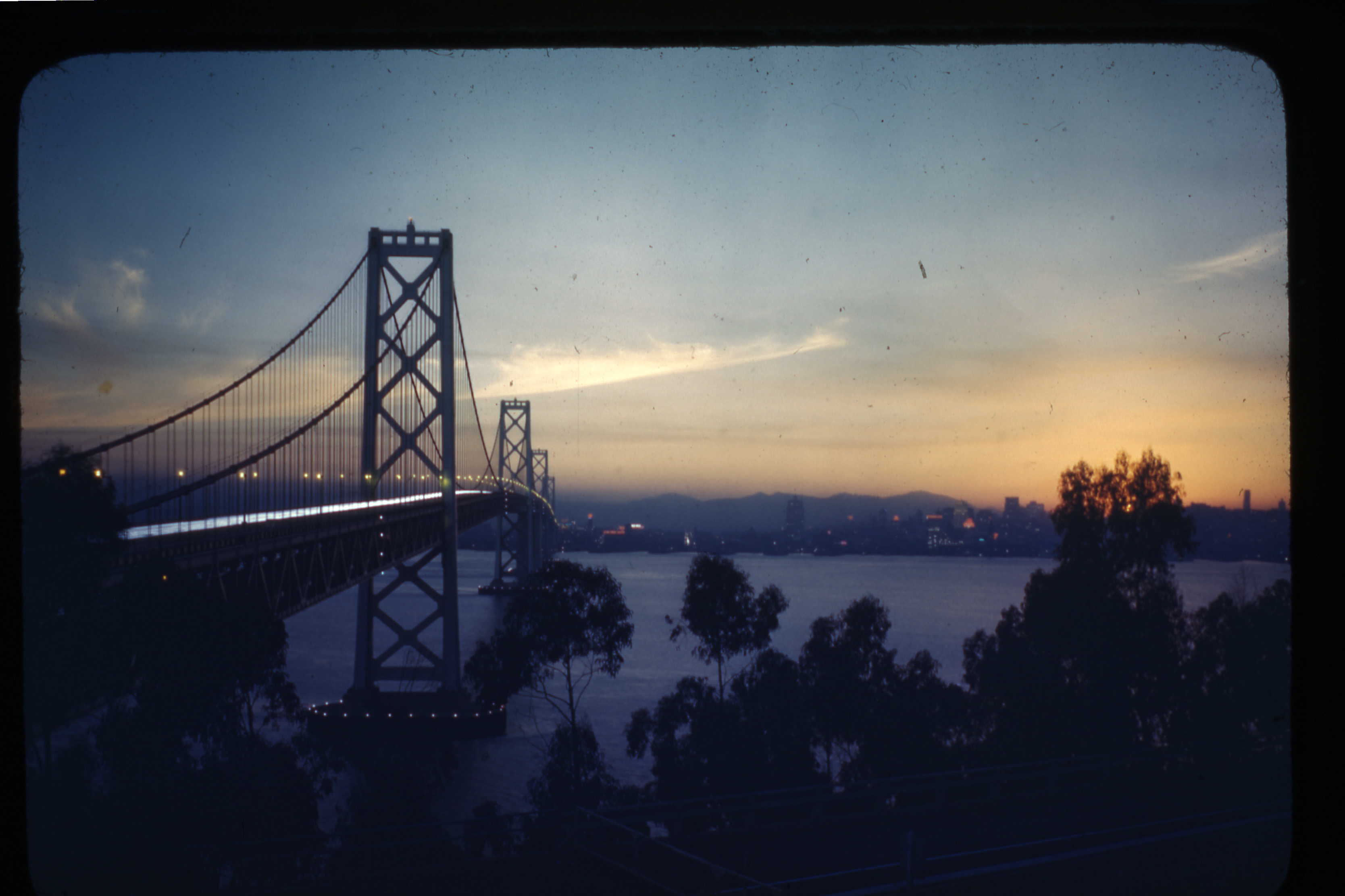 Bay Bridge at night, 1947, MSS 2011-23