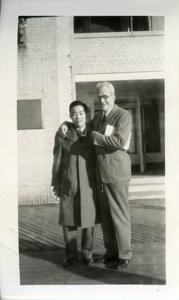 E. Leong Way and Chauncey D. Leake in Atlantic City at the first Federation of American Societies for Experimental Biology (FASEB) meeting after WWII, April 1946.