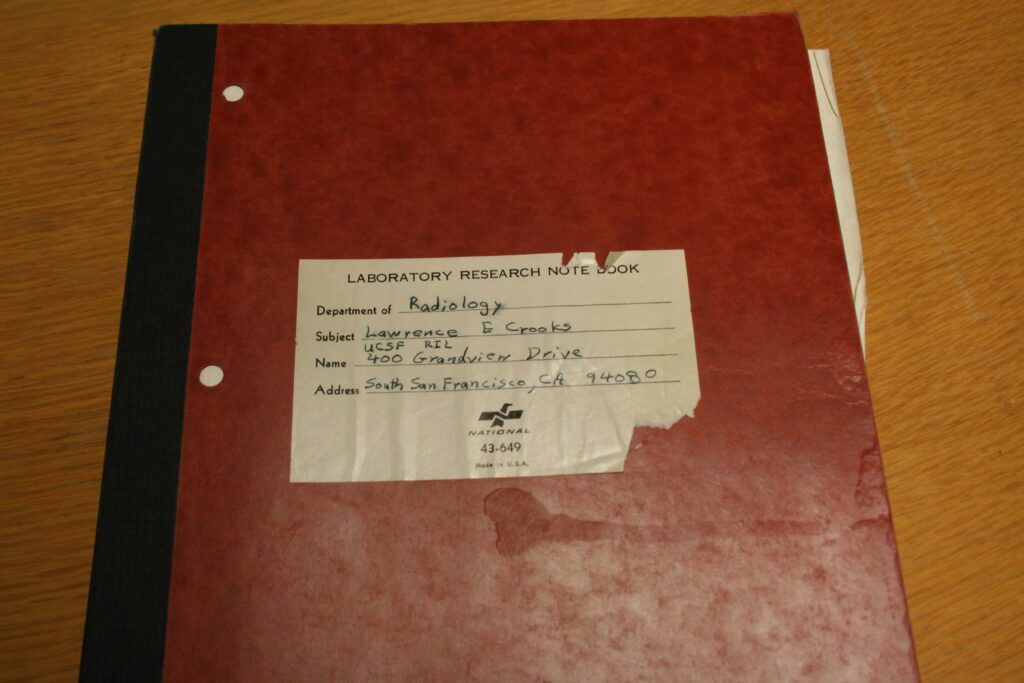 Lawrence Crooks lab notebook, 1979-1983, from the RIL records, MSS 2002-08