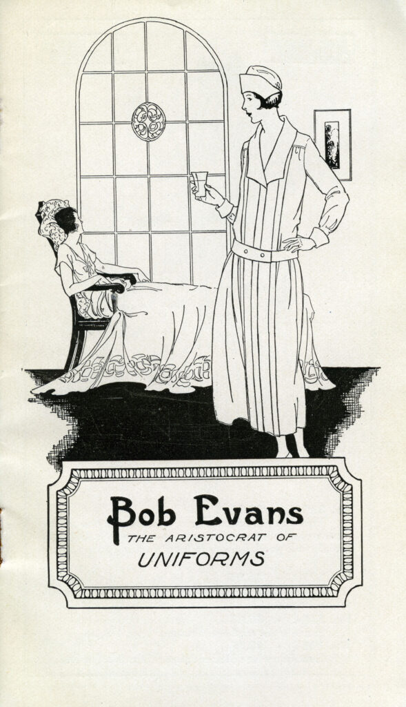 Cover of Bob Evans nursing uniform catalog, circa 1925, MSS 2013-4