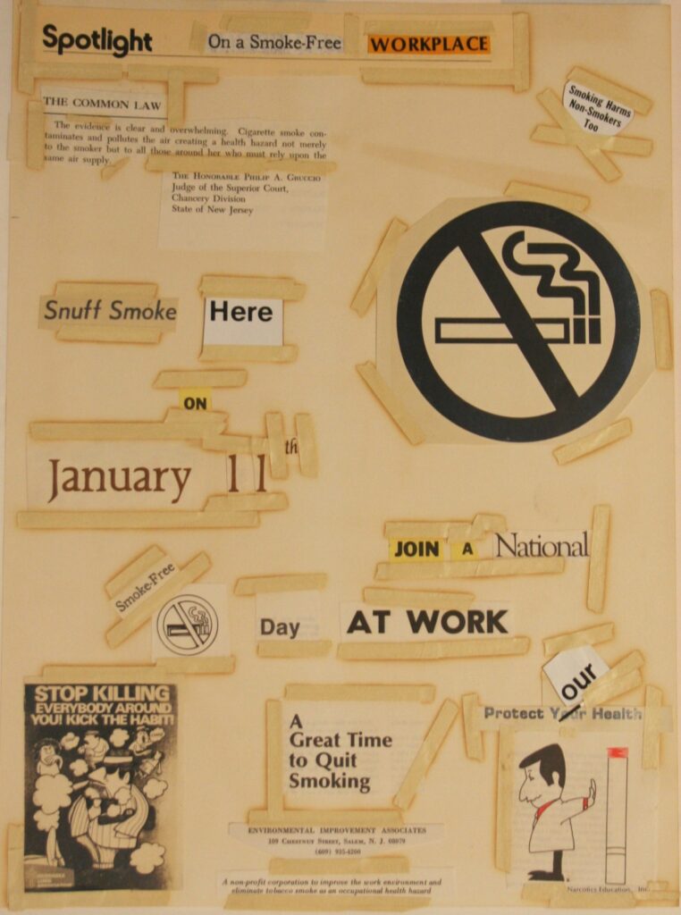 Layout for smoke-free workplace poster, 1970s. MSS 2001-33.