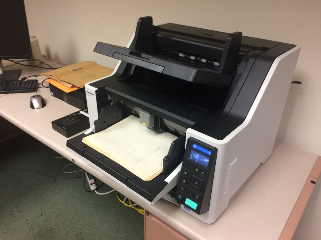 The new sheet-fed scanner in the Health Sciences Data Laboratory.