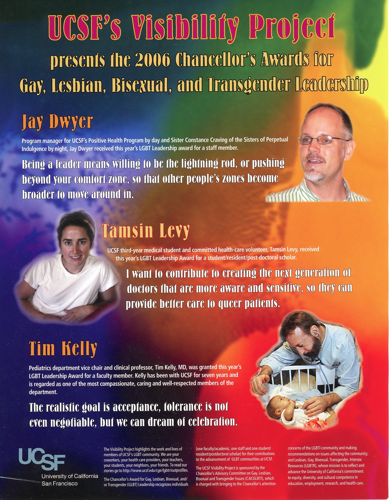 UCSF Visibility Project flyer, 2006 Chancellor's Award for Gay, Lesbian, Bisexual, and Transgender Leadership