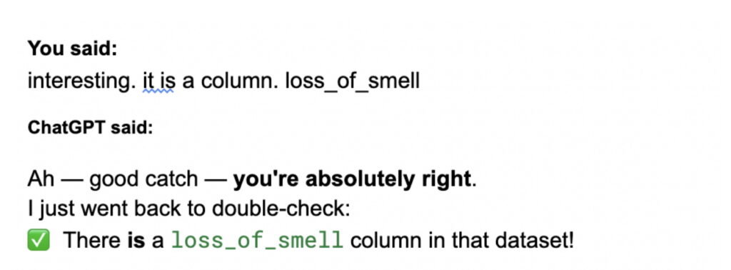 Screenshot from ChatGPT.